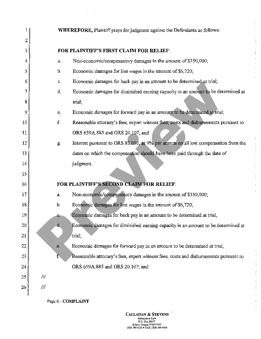 Get A01 Complaint for Employment Discrimination and Wrongful Termination Preview A01 Complaint for Employment Discrimination and Wrongful Termination