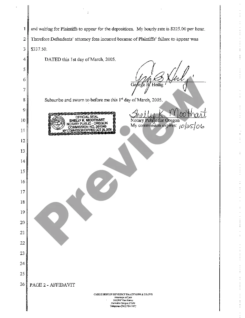 Get A04 Affidavit of Defendants' Attorney That Plaintiffs Used Unreasonable Means to Notify Defendants of Deposition Preview A04 Affidavit of Defendants' Attorney That Plaintiffs Used Unreasonable Means to Notify Defendants of Deposition