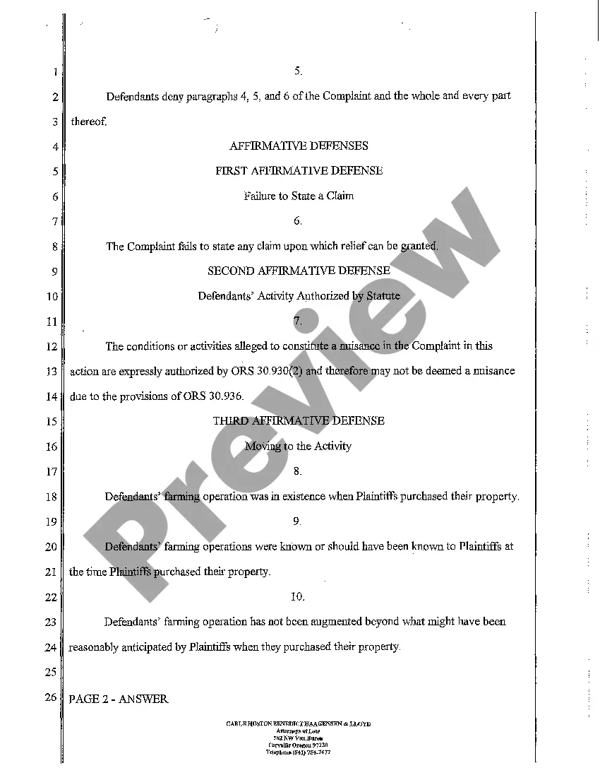 Get A02 Answer, Affirmative Defenses Counterclaim Preview A02 Answer, Affirmative Defenses Counterclaim