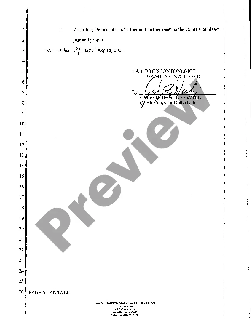 Get A02 Answer, Affirmative Defenses Counterclaim Preview A02 Answer, Affirmative Defenses Counterclaim