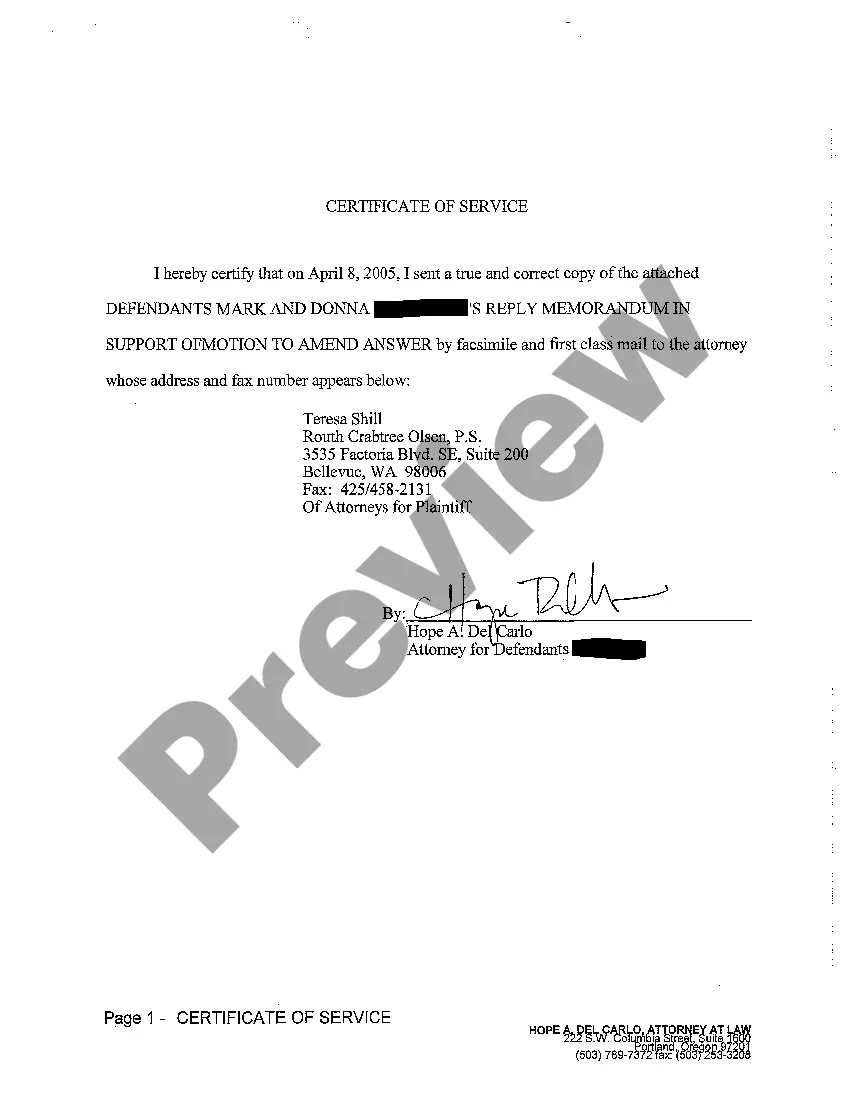 Preview A20 Defendant's Reply Memorandum in Support of Motion to Amend Answer