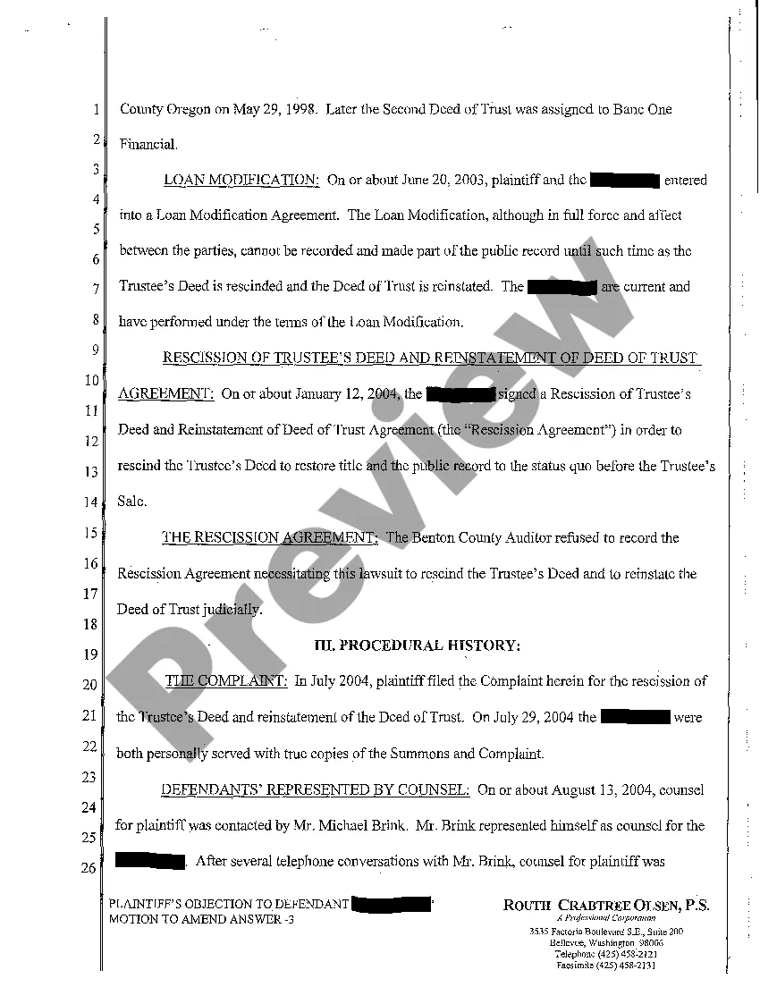 Get A19 Plaintiff's Objection to Defendant's Motion to Amend Answer Preview A19 Plaintiff's Objection to Defendant's Motion to Amend Answer