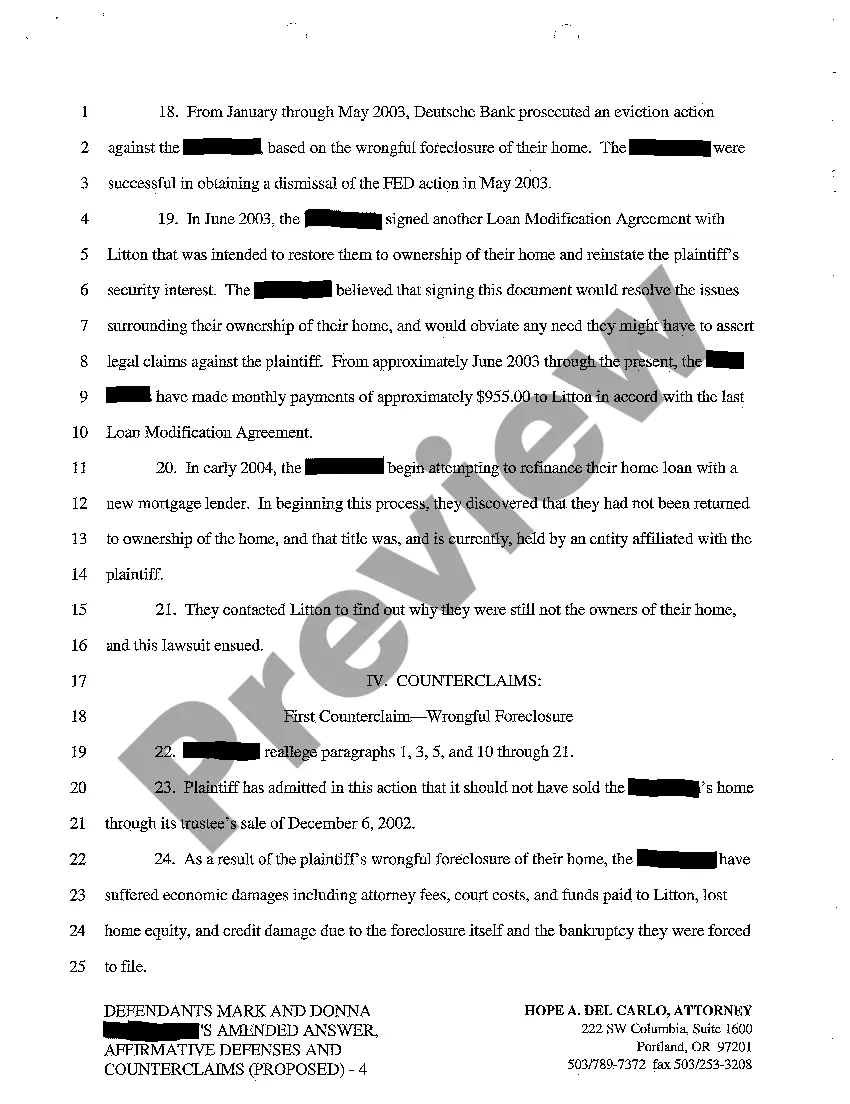 Preview A17 Defendant's Amended Answer, Affirmative Defenses and Counterclaims Proposed