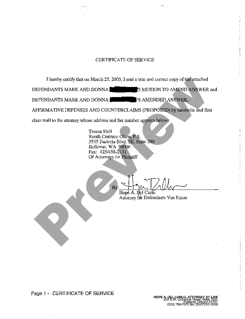 Preview A17 Defendant's Amended Answer, Affirmative Defenses and Counterclaims Proposed