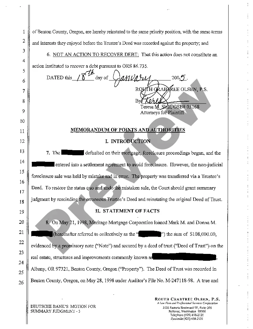 Preview A05 Plaintiff's Motion for Summary Judgment and Memorandum of Points and Authorities