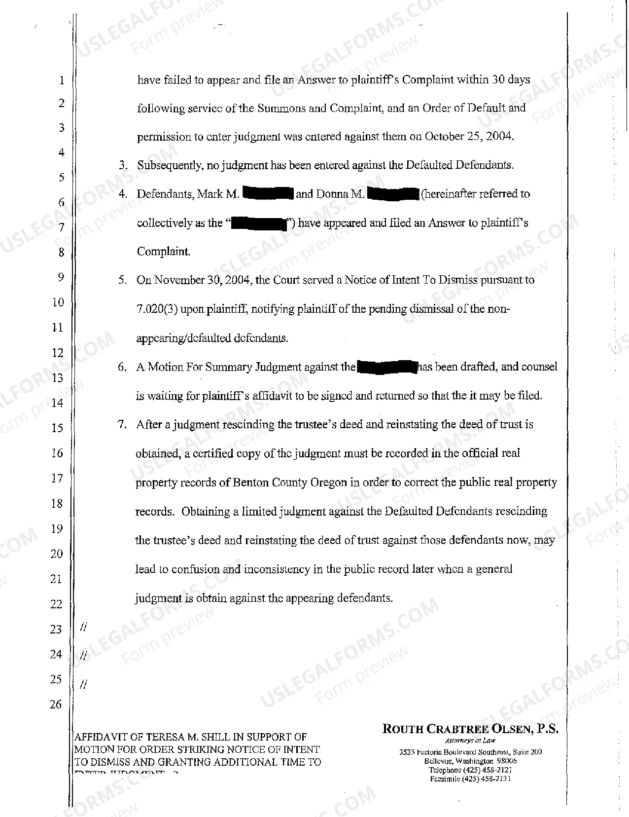 Preview A03 Affidavit of Attorney in Support of Motion for Order Striking Notice of Intent to Dismiss and Granting Additional Time