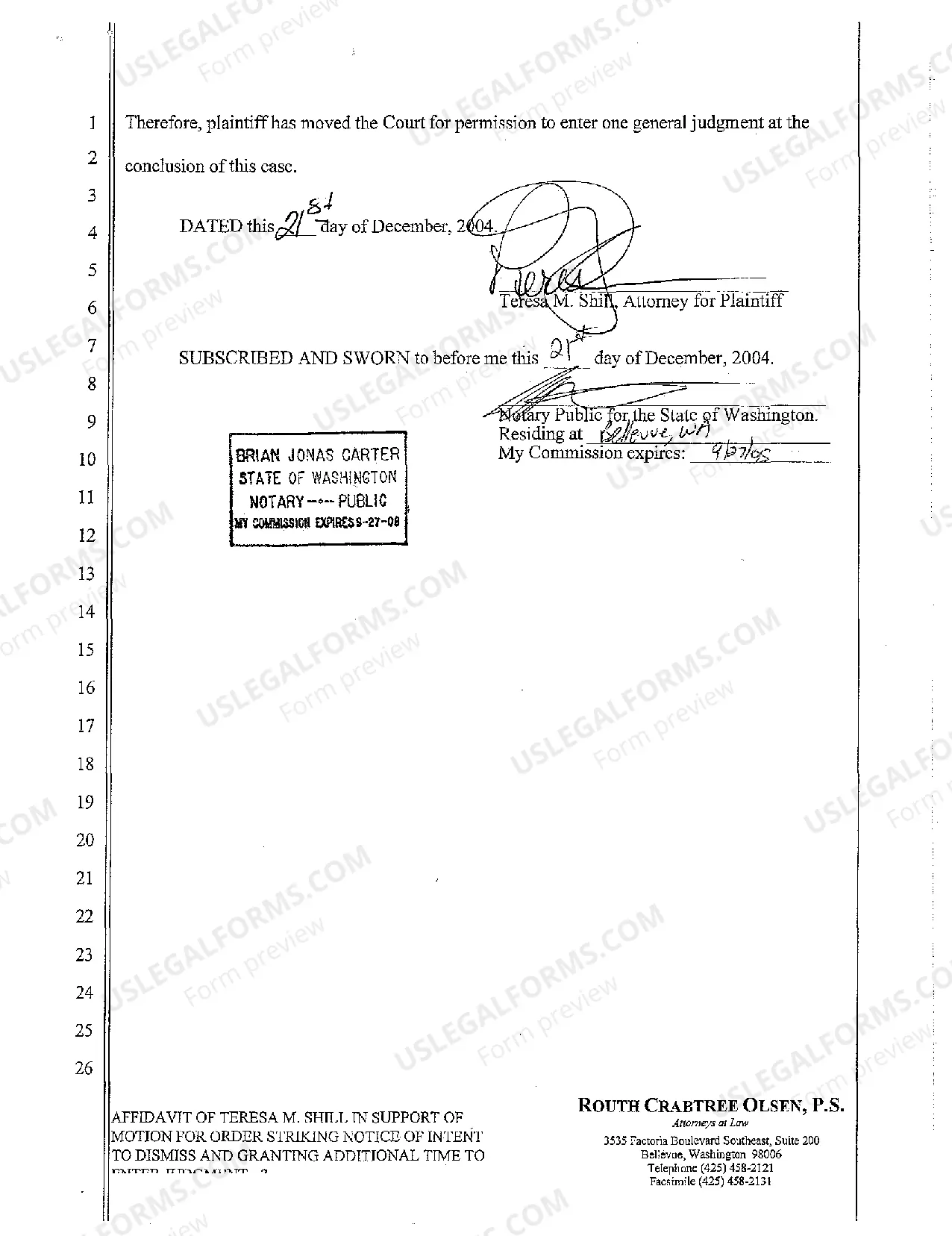 Preview A03 Affidavit of Attorney in Support of Motion for Order Striking Notice of Intent to Dismiss and Granting Additional Time
