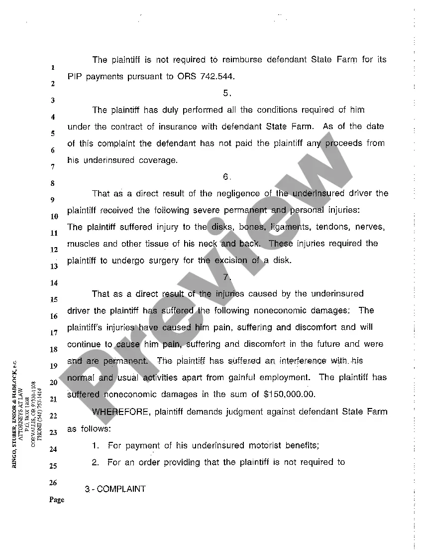 Get A01 Complaint for Insurance Subrogation after Motor Vehicle Accident Preview A01 Complaint for Insurance Subrogation after Motor Vehicle Accident