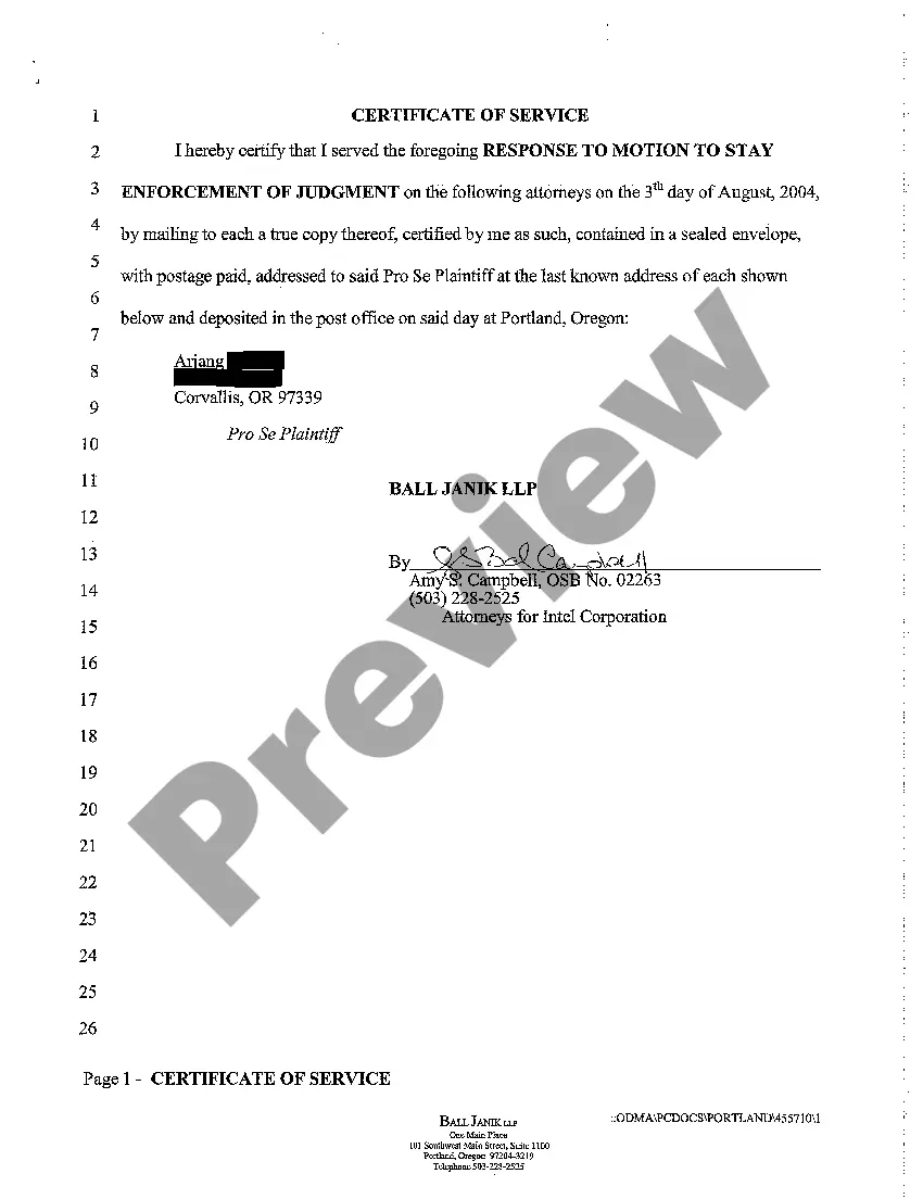 Preview A10 Response to Motion to Stay Enforcement of Judgment