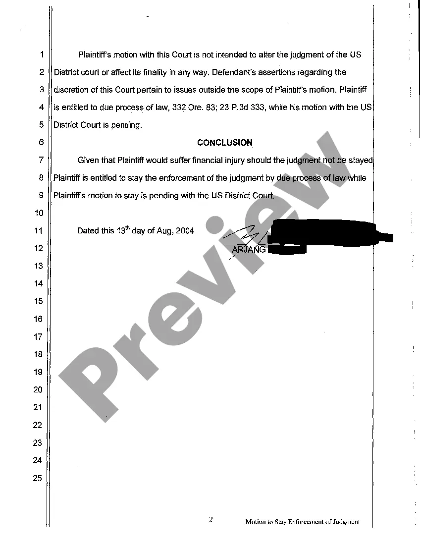 Preview A08 Plaintiff's Response to Defendant's Opposition to Motion to Stay Enforcement of Judgment