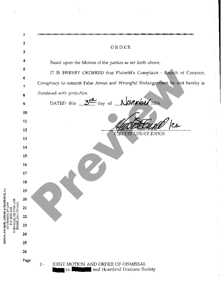 Get A08 Joint Motion and Order of Dismissal Preview A08 Joint Motion and Order of Dismissal