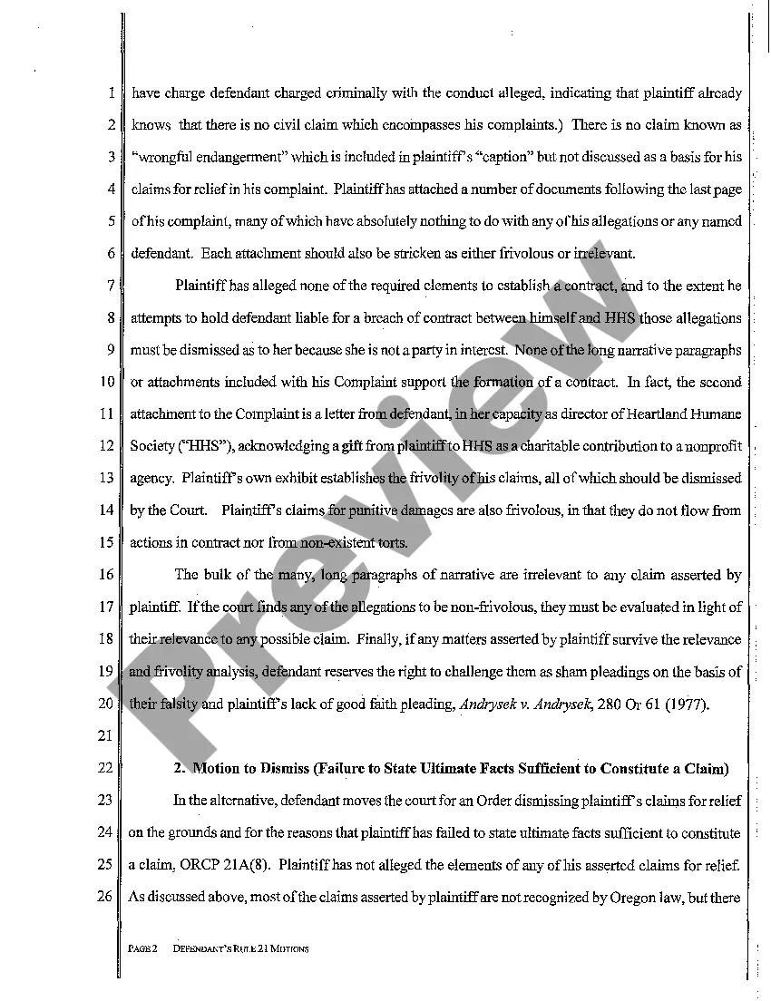 Preview A03 Defendant's Motions Pursuant to ORCP 17 and 21