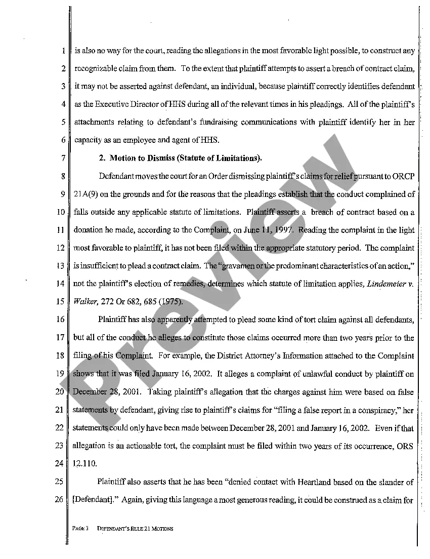 Preview A03 Defendant's Motions Pursuant to ORCP 17 and 21