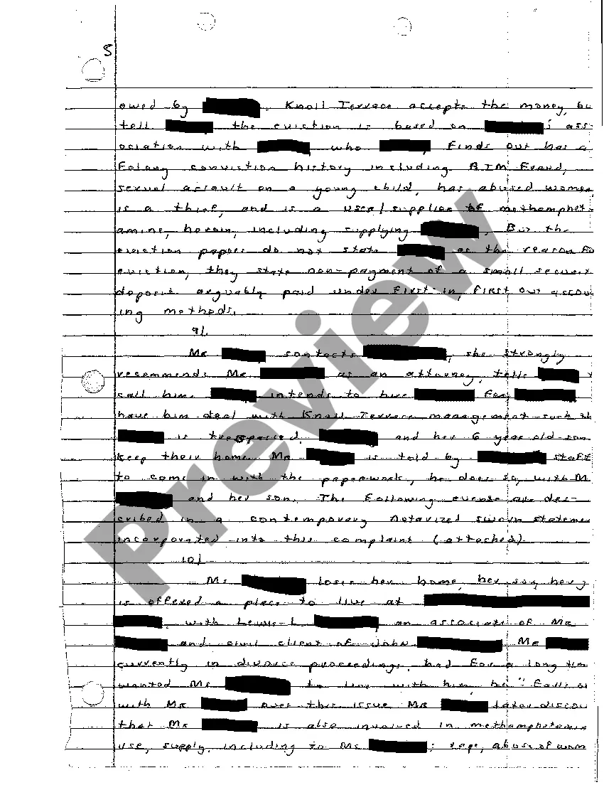 Preview A02 Handwritten Complaint for Breach of Contract, Conspiracy to Commit False Arrest, and Wrongful Endangerment