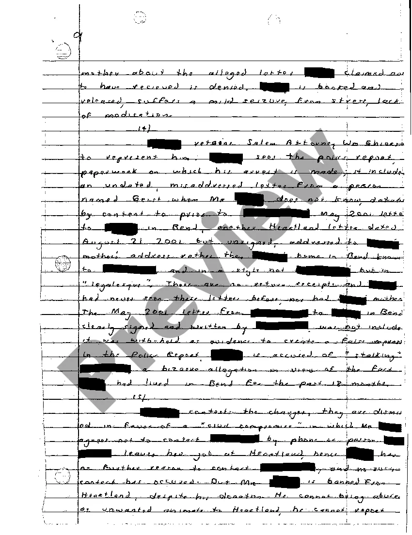 Preview A02 Handwritten Complaint for Breach of Contract, Conspiracy to Commit False Arrest, and Wrongful Endangerment