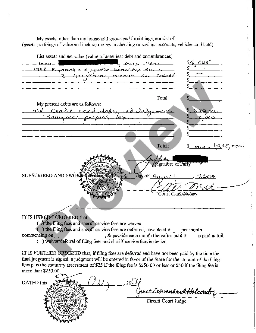 Preview A01 Request for Waiver or Deferral of Fees