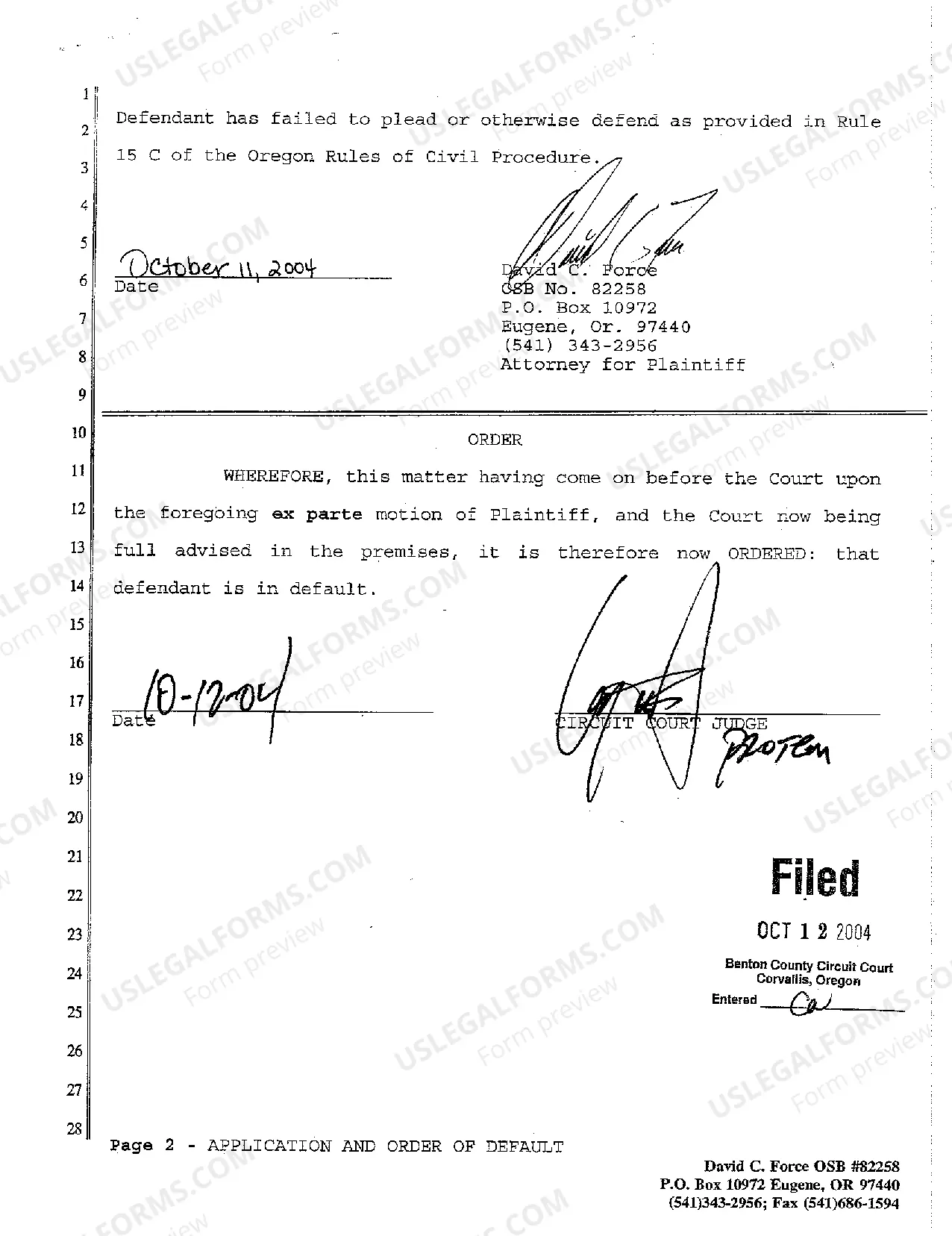 Preview A03 Application and Order of Default