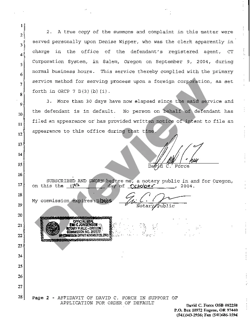 Preview A02 Affidavit in Support of Application for Default