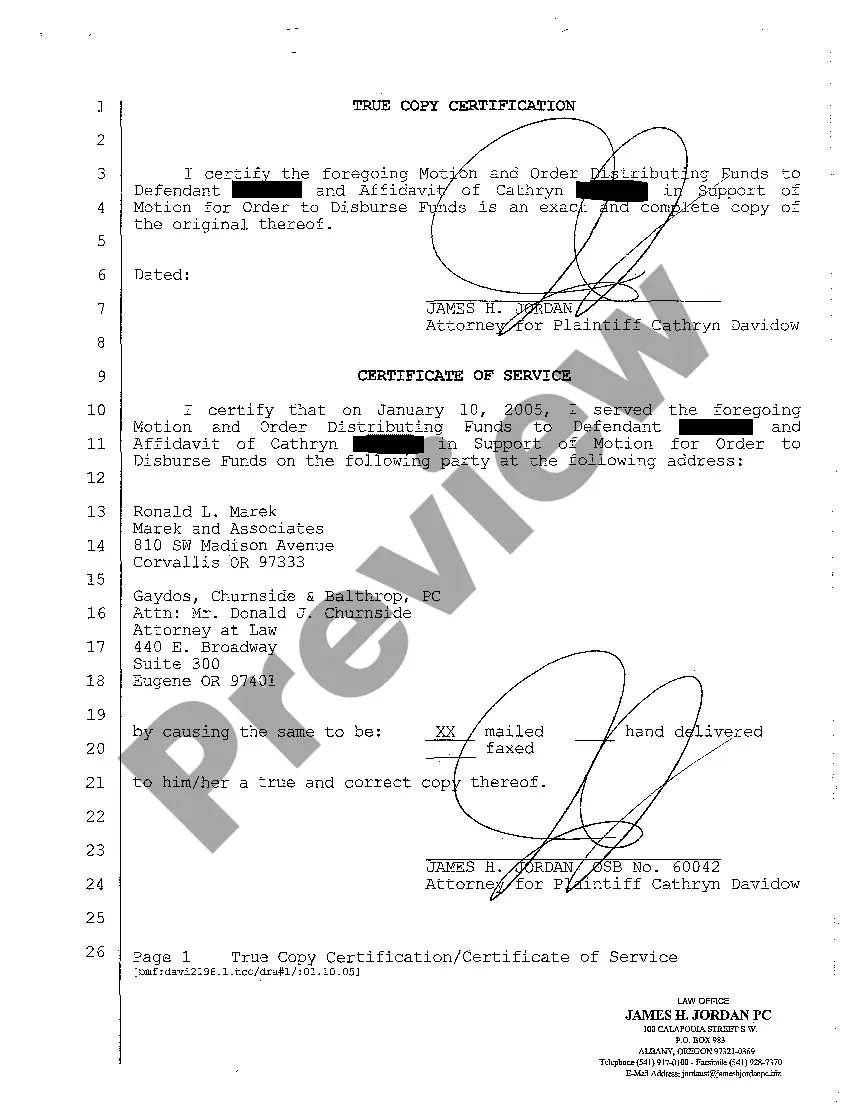 Preview A20 Motion and Order Distributing Funds to One of the Defendants