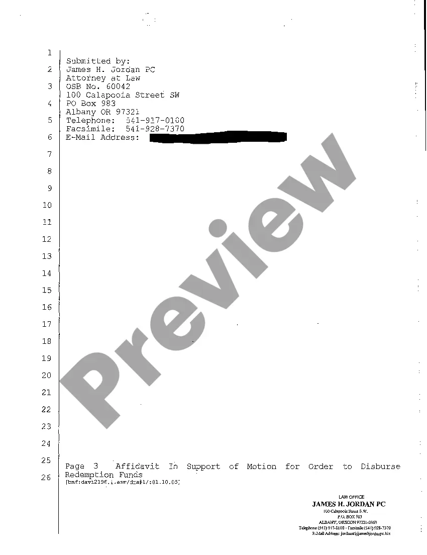 Get A19 Affidavit of Attorney for Defendant in Support of Motion for Order to Disburse Funds Preview A19 Affidavit of Attorney for Defendant in Support of Motion for Order to Disburse Funds