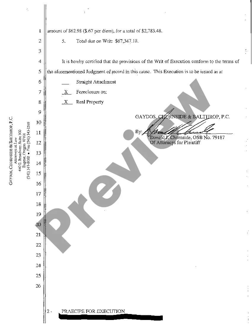 Get A05 Praecipe for Execution Preview A05 Praecipe for Execution