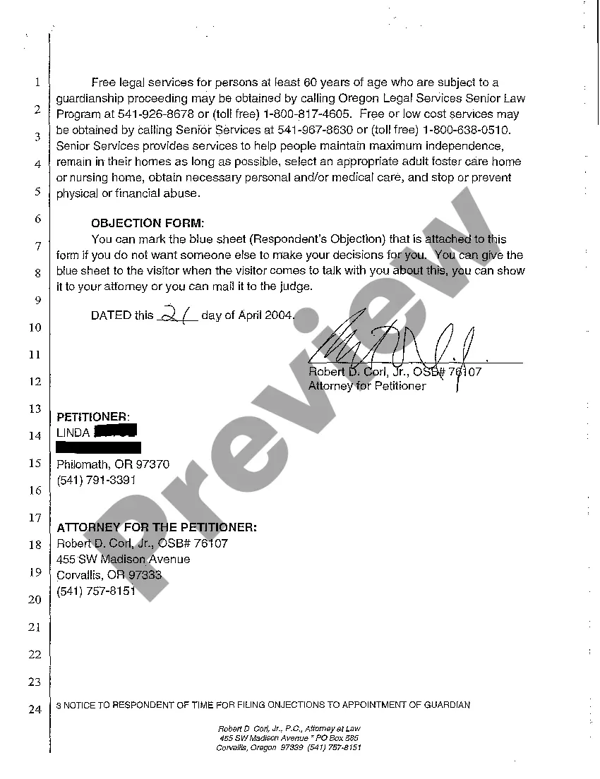 Get A17 Notice to Respondent of Time for Filing Objections to Appointment of Guardian Re Indefinite Period Preview A17 Notice to Respondent of Time for Filing Objections to Appointment of Guardian Re Indefinite Period