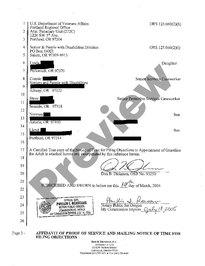Get A19 Affidavit of Proof of Service and Mailing Notice of Time for Filing Objections Preview A19 Affidavit of Proof of Service and Mailing Notice of Time for Filing Objections