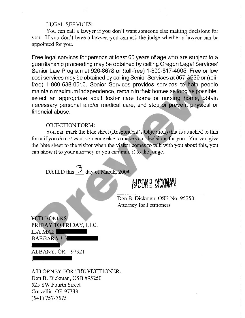 Get A20 Notice to Respondent of Time for Filing Objections to Appointment of Guardian and Conservator Preview A20 Notice to Respondent of Time for Filing Objections to Appointment of Guardian and Conservator