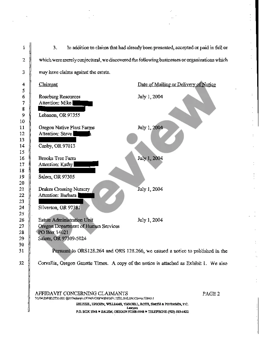 Get A04 Affidavit Concerning Claimants Preview A04 Affidavit Concerning Claimants