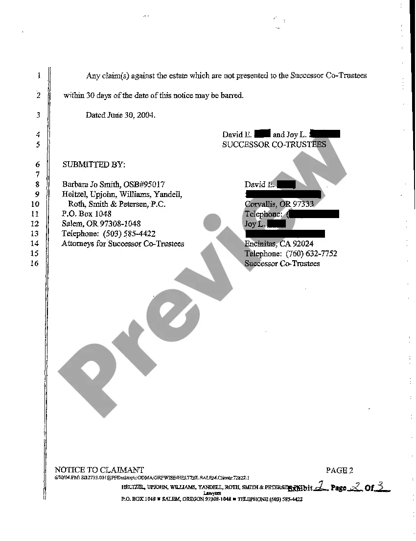 Get A05 Notice to Claimant Preview A05 Notice to Claimant