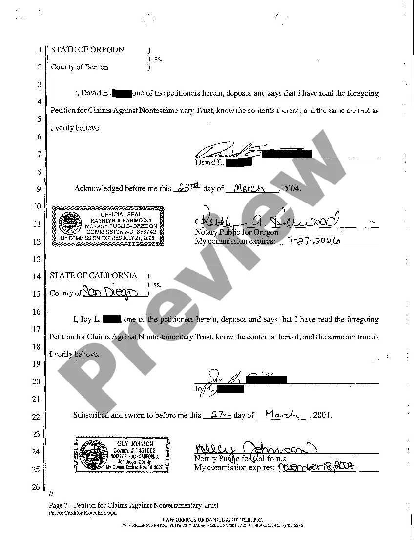 Preview A01 Petition for Claims Against Nontestamentary Trust