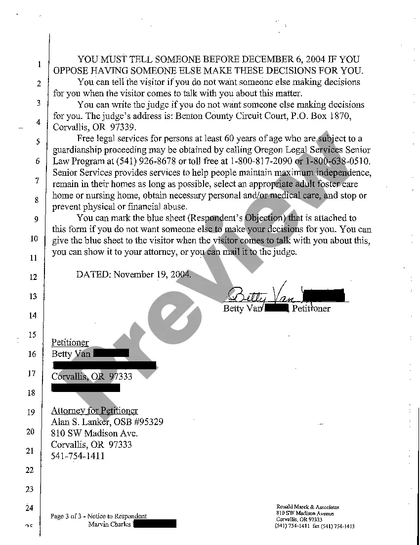 Get A05 Notice to Respondent of Petition to Appoint Guardian Preview A05 Notice to Respondent of Petition to Appoint Guardian