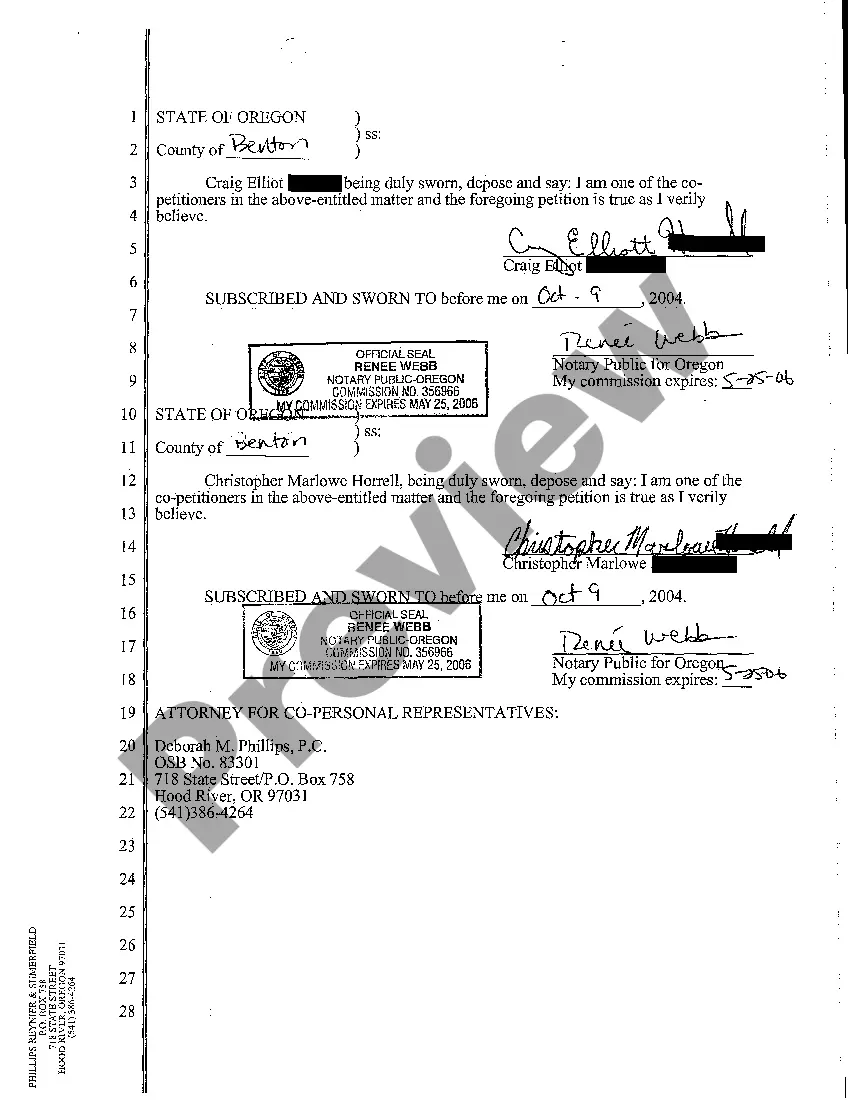 Preview A14 Petition for Administration of Intestate Estate and Appointment of Co-Personal Representatives