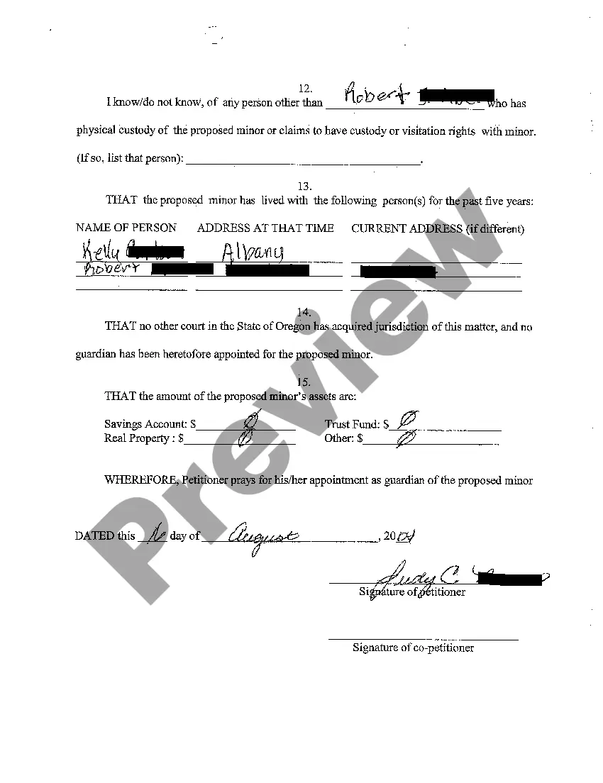 Get A04 Petition for Appointment of Guardian Preview A04 Petition for Appointment of Guardian