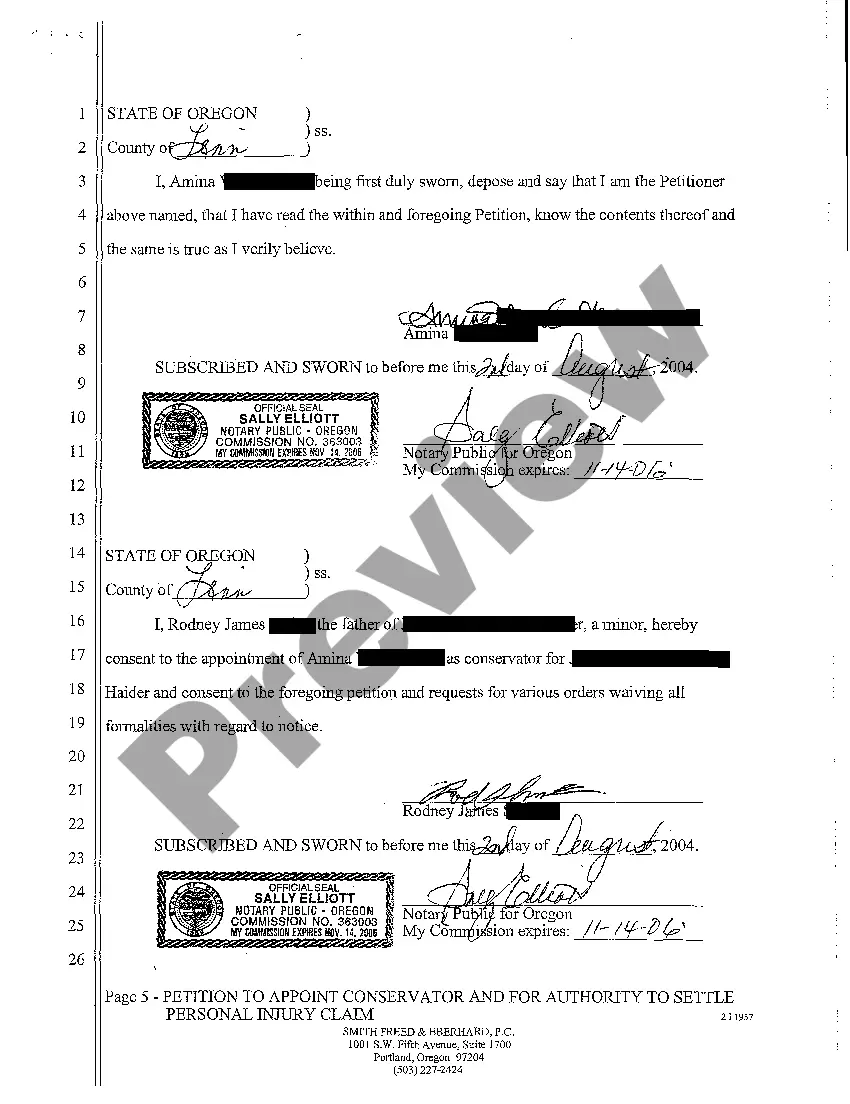 Preview A03 Petition to Appoint Conservator and for Authority to Settle Personal Injury Claim