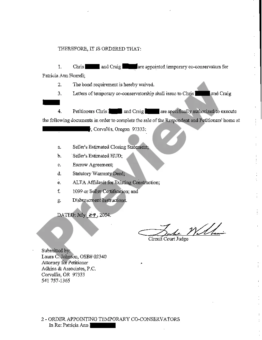 Get A07 Order Appointing Temporary Co-Guardianship Preview A07 Order Appointing Temporary Co-Guardianship