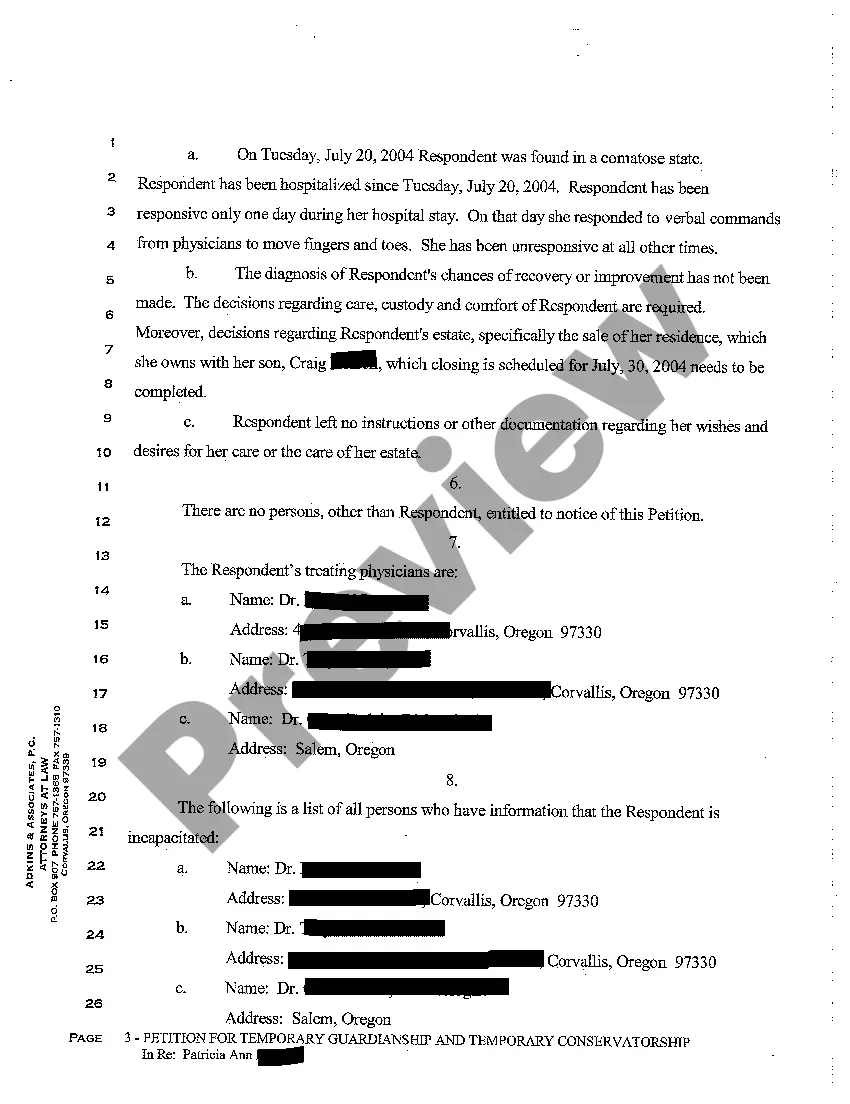 Preview A13 Petition for Appointment of Temporary Guardian and Temporary Conservator