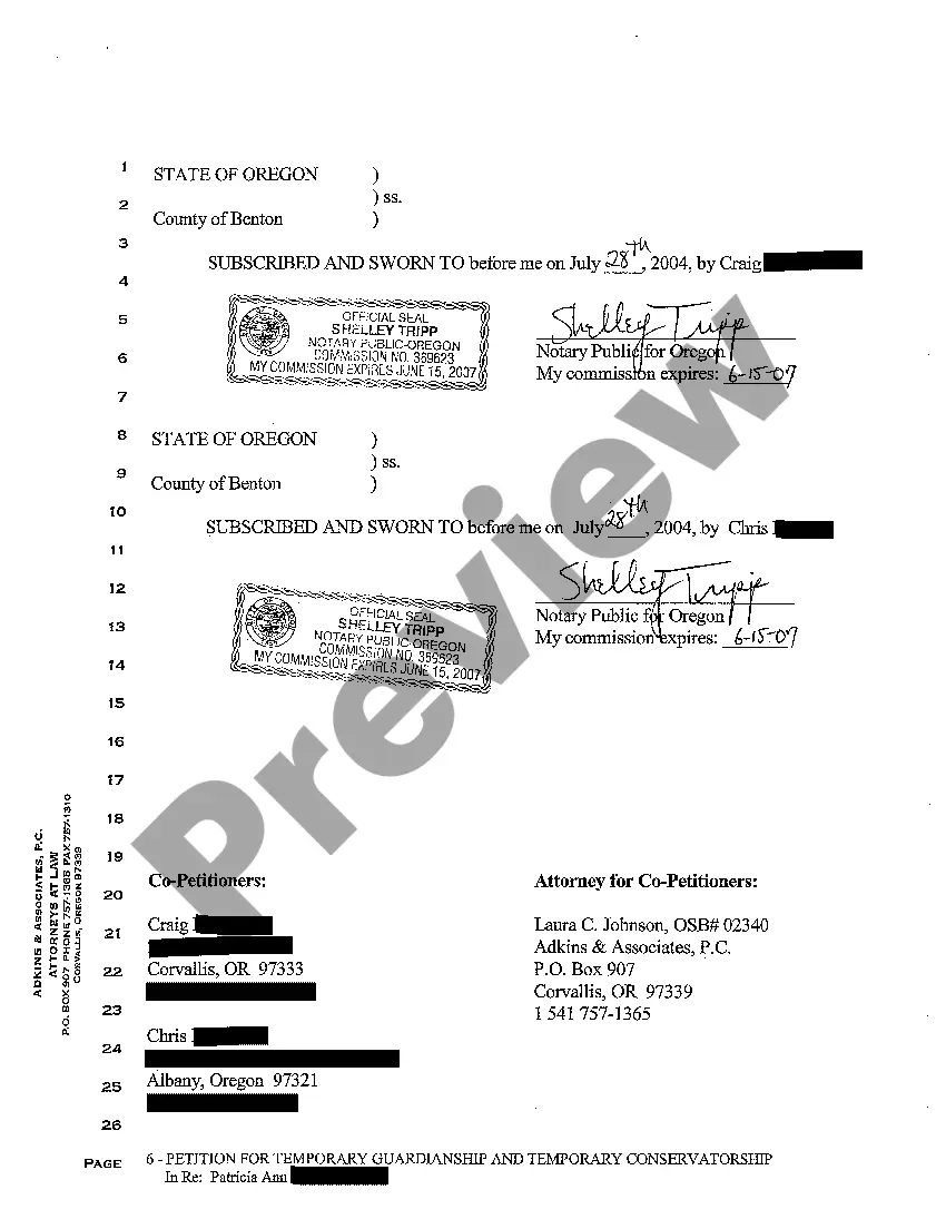 Preview A13 Petition for Appointment of Temporary Guardian and Temporary Conservator