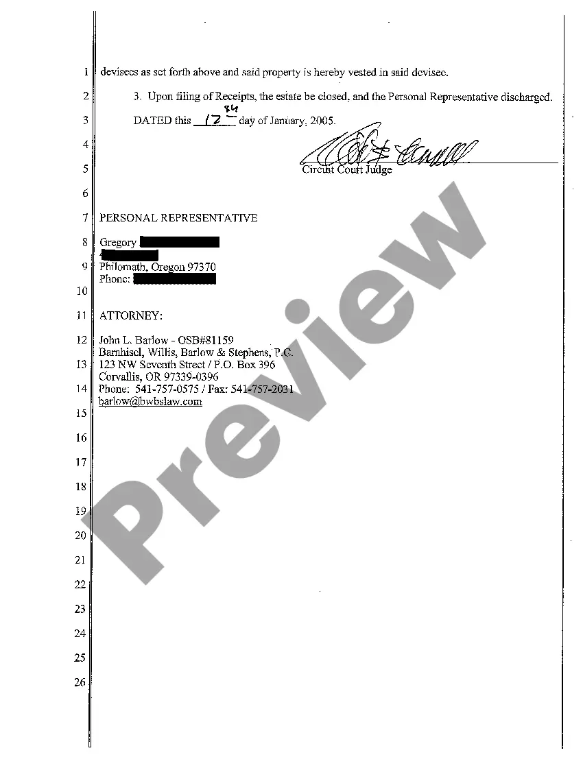 Preview A17 Order Approving Account and Judgment of Final Distribution