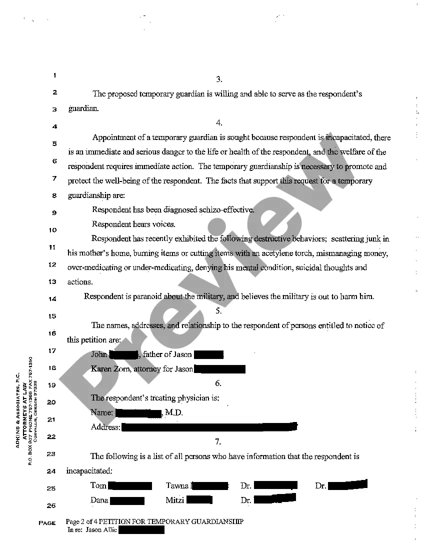 Get A01 Petition for Appointment of Temporary Guardian Preview A01 Petition for Appointment of Temporary Guardian