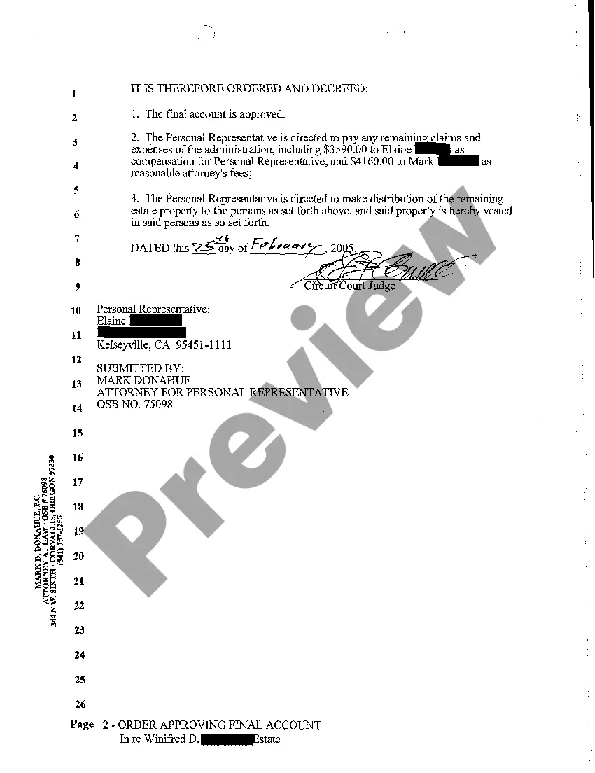 Preview A12 Order Approving Final Account and Judgment of Final Distribution