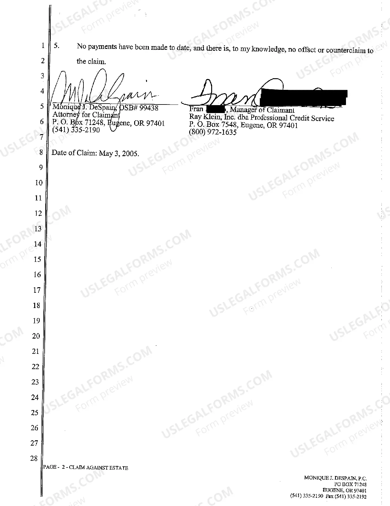 Preview A02 Claim Against Estate