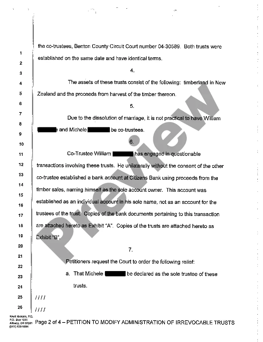 Preview A04 Petition to Modify Administration of Irrevocable Trusts