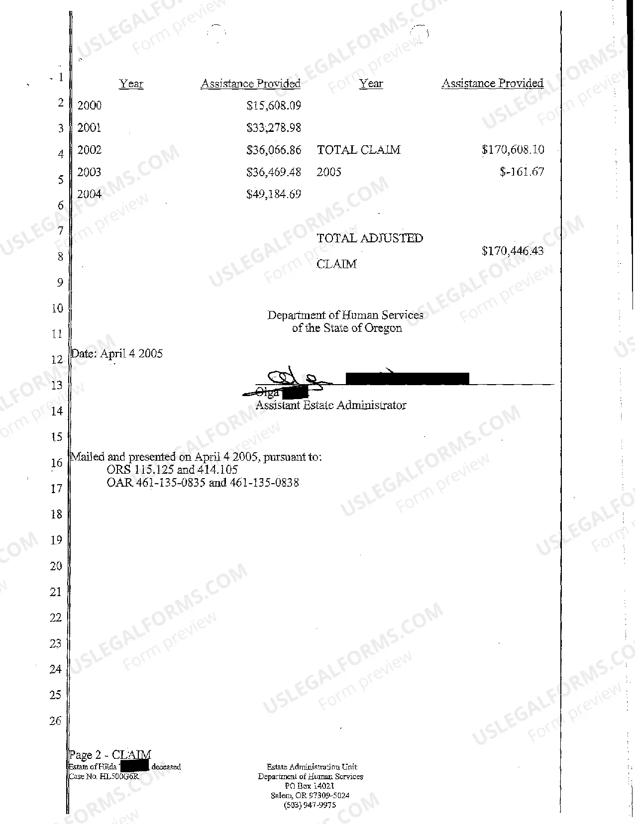 Preview A03 Claim regarding Small Estate Distribution