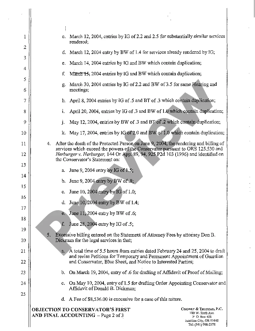 Preview A03 Objection to Conservator's First and Final Accounting