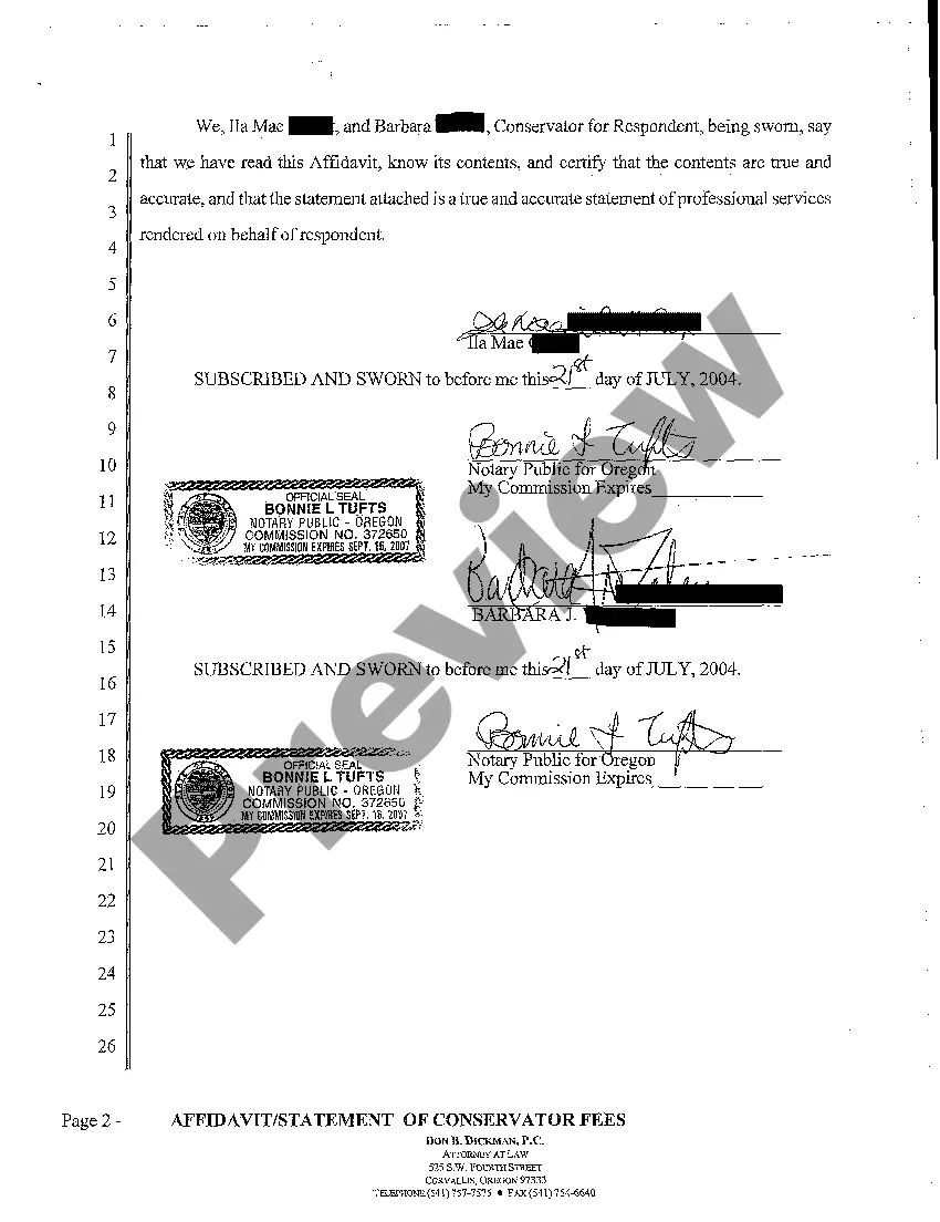 Get A14 Affidavit Statement of Conservator Fees Preview A14 Affidavit Statement of Conservator Fees