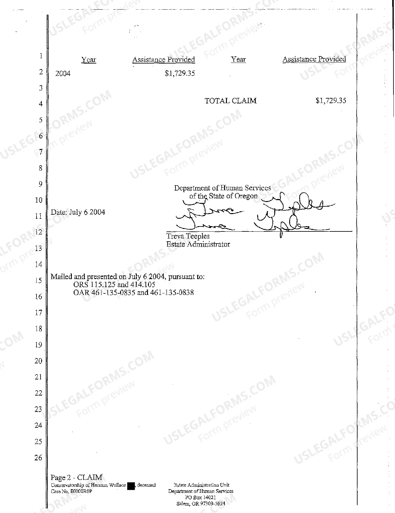 Preview A16 Claim regarding Conservator Fees