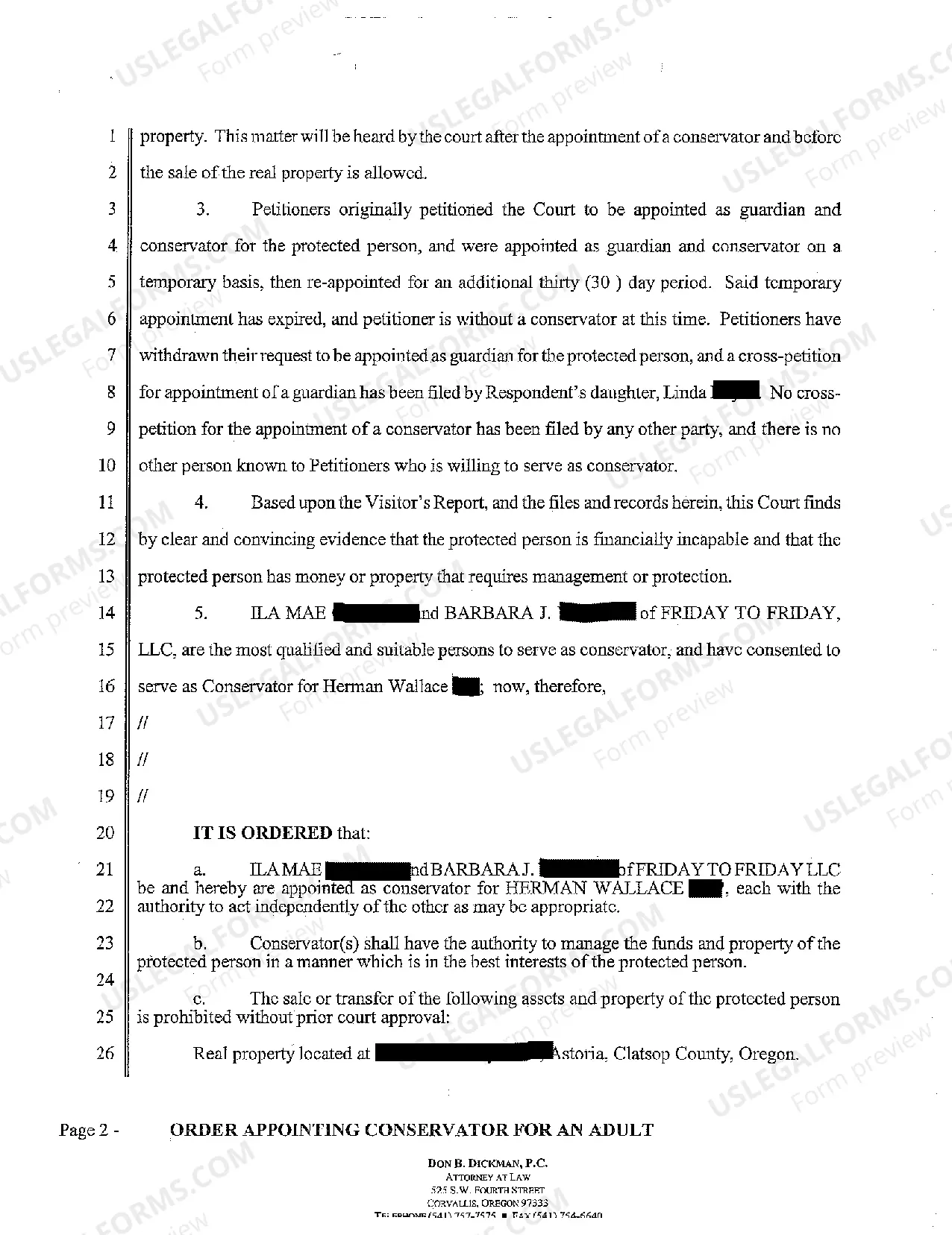 Preview A17 Order Appointing Conservator for an Adult