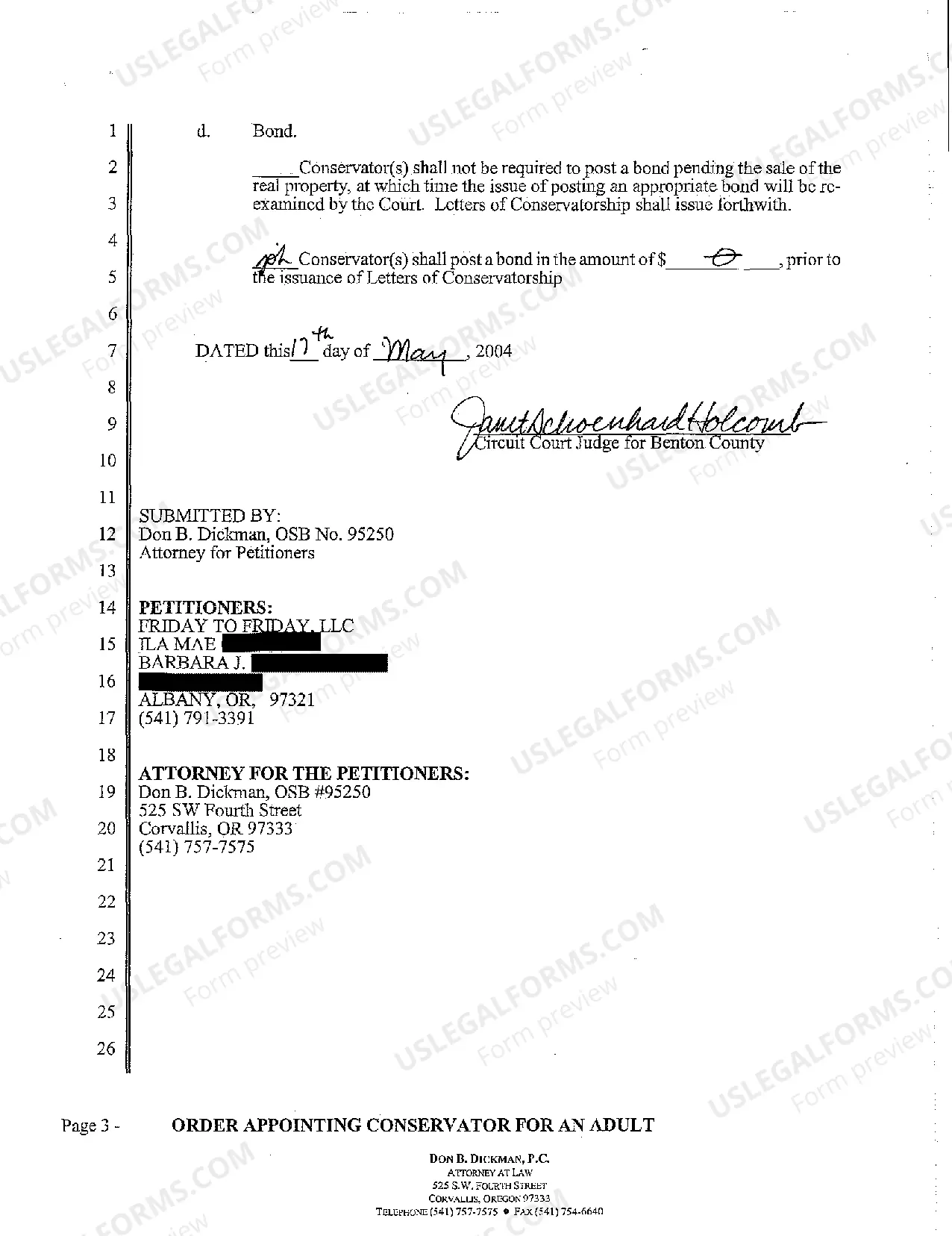 Preview A17 Order Appointing Conservator for an Adult