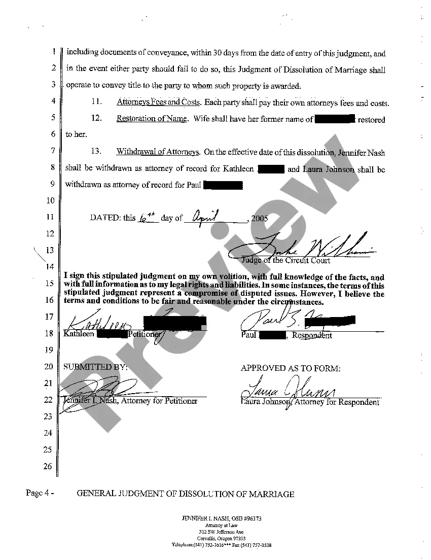 Preview A09 General Judgment of Dissolution of Marriage